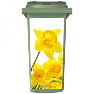Yellow Daffodils Flower Wheelie Bin Sticker Panel